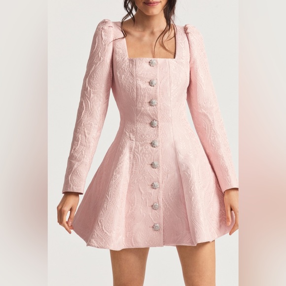 NWT $695 LoveShackFancy Haveri Pink Long Sleeve Mini Dress Coat Jacket - Picture 4 of 15